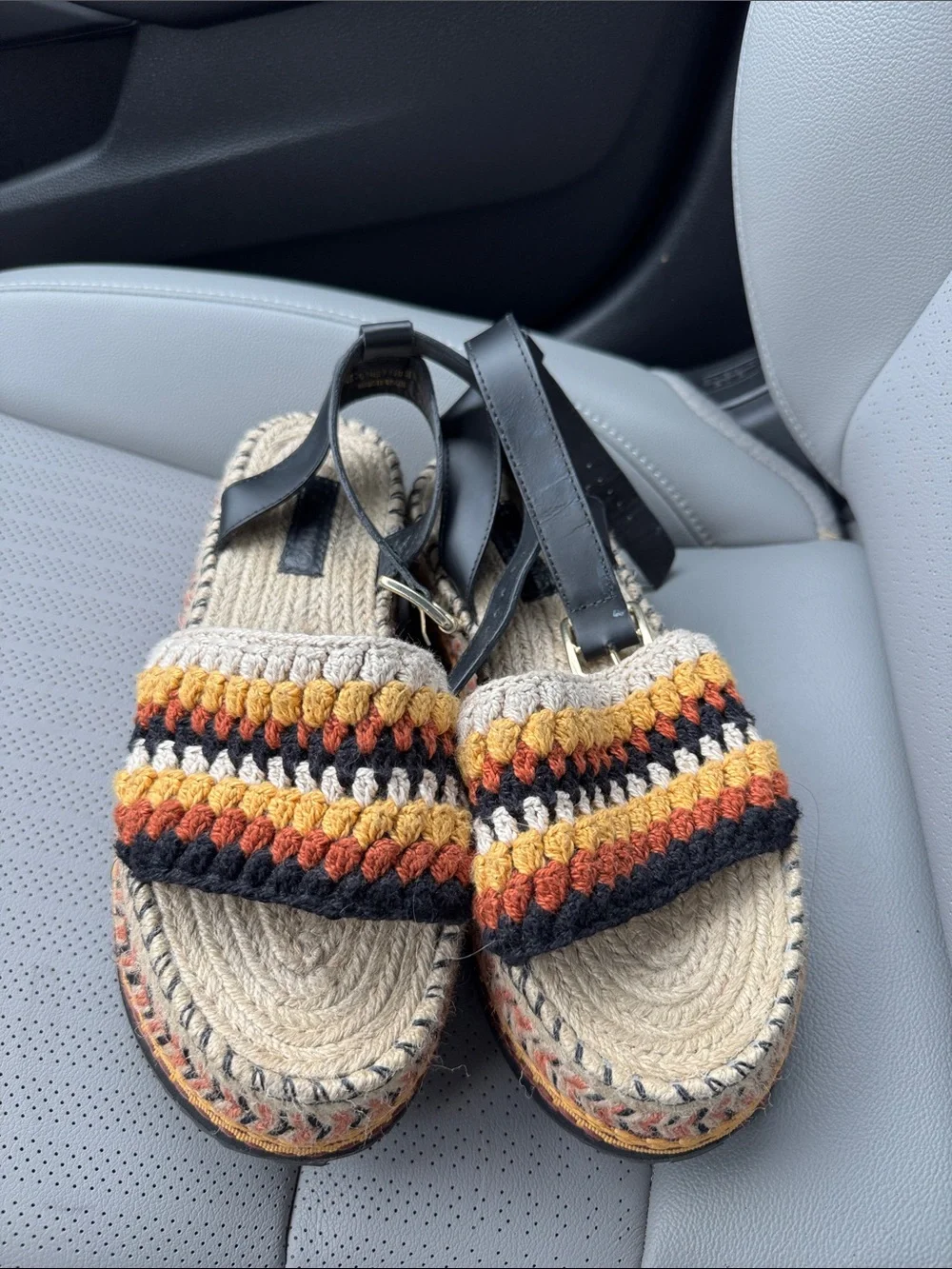 FARM Rio Rust Crochet Espadrille Flatform Sandals